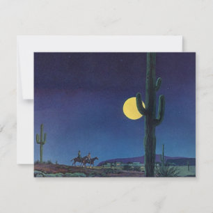 Carte Blond Ouest Sud-Ouest Saguaro Cactus Lune Ride
