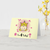 Carte Blond Princess 4th Birthday Tshirts et cadeaux (Fleur jaune)