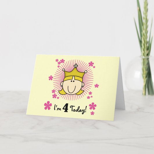 Carte Blond Princess 4th Birthday Tshirts et cadeaux (Devant)
