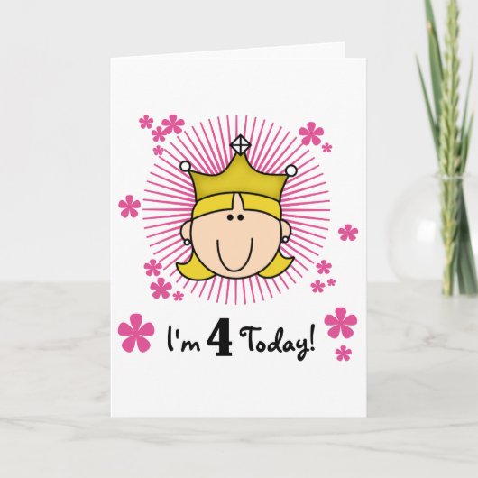 Carte Blond Princess 4th Birthday Tshirts et cadeaux (Devant)