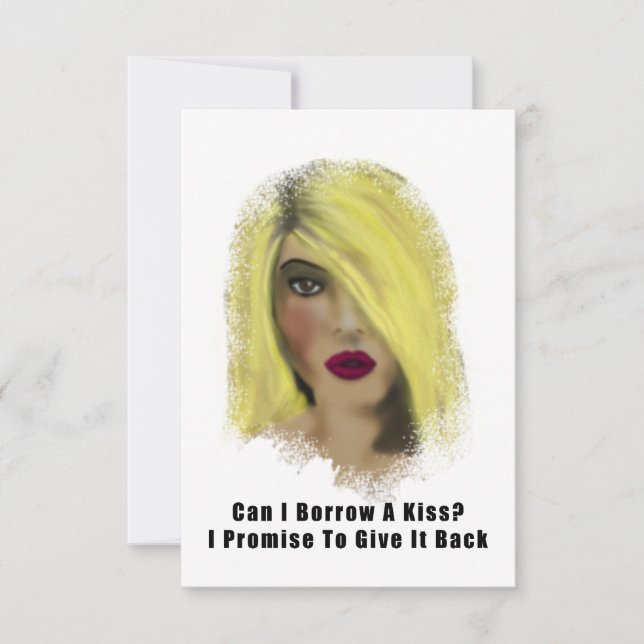 Carte Blonde Bombshell Femme Emprunter Un Baiser (Devant)