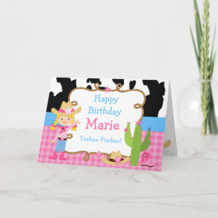Carte Blonde Cowgirl Western fête d'anniversaire
