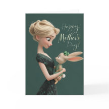 Blonde en vert avec Baby Bun Bun pour la fête des