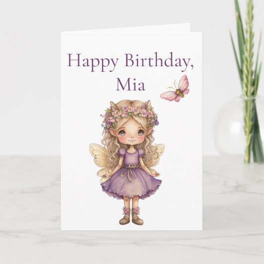 Carte Blonde Fairy Butterfly Girls Birthday Card (Devant)