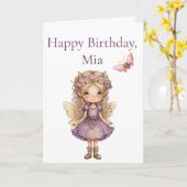 Carte Blonde Fairy Butterfly Girls Birthday Card (Fleur jaune)
