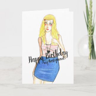 Carte Blonde Girl heureux anniversaire meilleur ami