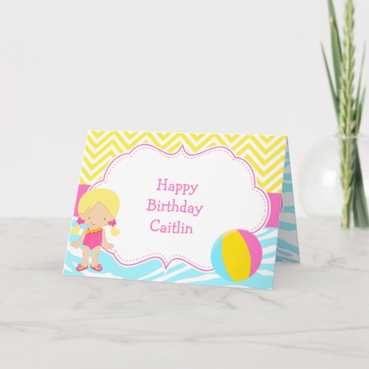 Carte Blonde Girl Pool Party Bash Party (Devant)