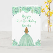 Carte Blonde Hair Princess Mint Floral Anniversaire (Fleur jaune)