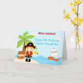 Carte Blonde mignonne fille pirate à la fête d'anniversa (Fleur jaune)