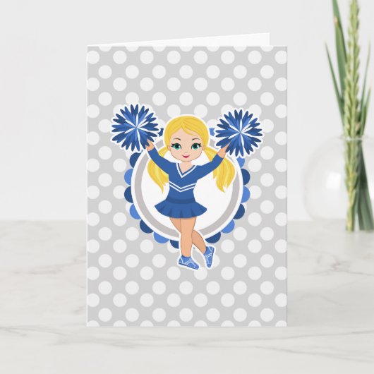 Carte Blonde Pom-pom girl Bleu - Cute Cheer (Devant)