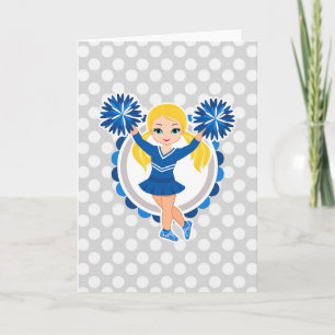 Carte Blonde Pom-pom girl Bleu - Cute Cheer