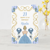 Carte Blonde Princess Blue Joyeux anniversaire (Fleur jaune)