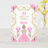 Carte Blonde Princess Pink Joyeux anniversaire (Fleur jaune)