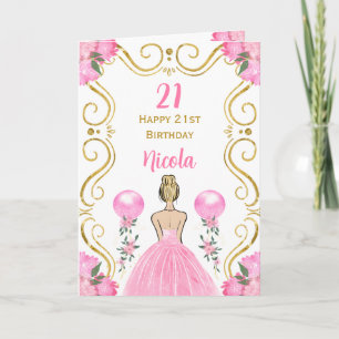 Carte Blonde Princess Pink Joyeux anniversaire