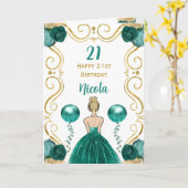 Carte Blonde Princess Turquoise Joyeux anniversaire (Fleur jaune)