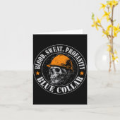Carte Blood Sweat Profanity Construction Worker Skull Bl (Fleur jaune)