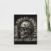 Carte Blood Sweat Profanity Construction Worker Skull Bl (Devant)