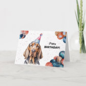 Carte Bloodhound Dog Balloons et Casquette de fête Anniv (Devant)
