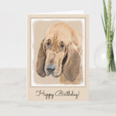 Carte Bloodhound Paining - Cute Original Dog Art (Devant)