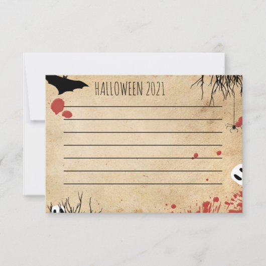 Carte Bloody Halloween main vierge ou écriture numérique (Devant)