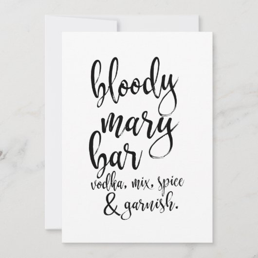 Carte Bloody Mary Bar Mariage abordable (Devant)