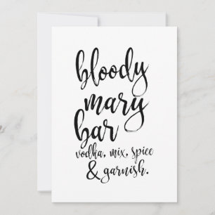 Carte Bloody Mary Bar Mariage abordable