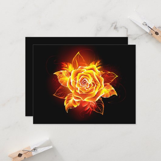 Carte Blooming Fire Rose (Devant/Arrière en situation)