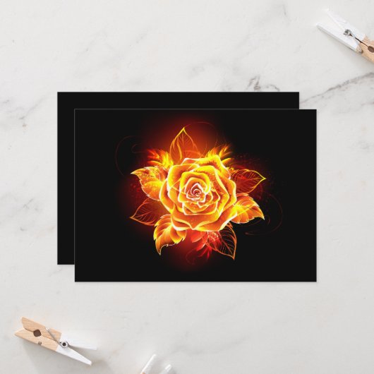 Carte Blooming Fire Rose (Devant/Arrière en situation)