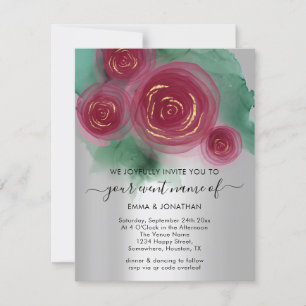 Carte Blossom en style avec Rose de code QR Floral Budge