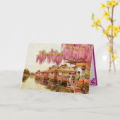 Carte Blossoms roses et Geishas (Fleur jaune)