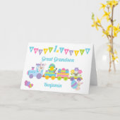 Carte Blue 1er Train Bunny de Pâques Great Grandson (Fleur jaune)