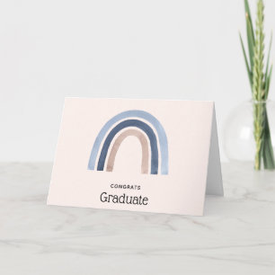Carte Blue and Peach Rainbow Boho Design Graduation