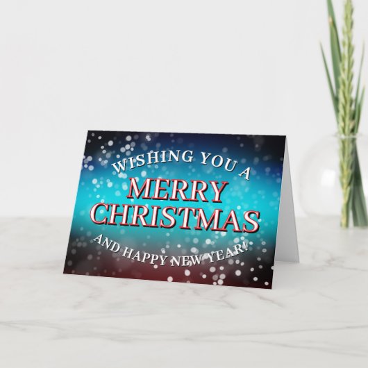 Carte Blue and red snowy Christmas card (Devant)