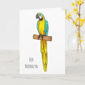 Carte Blue-and-yellow macaw bird cartoon illustration (Fleur jaune)