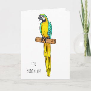 Carte Blue-and-yellow macaw bird cartoon illustration