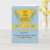 Carte Blue Baby Boy Leo Zodiac 1er anniversaire (Fleur jaune)