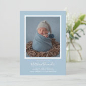Carte Blue Baby Photo Annonces de naissance (Debout devant)