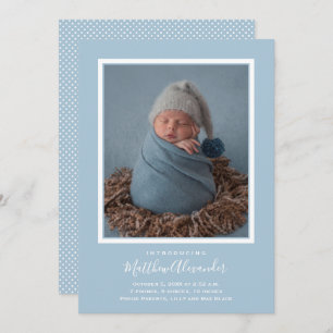 Carte Blue Baby Photo Annonces de naissance