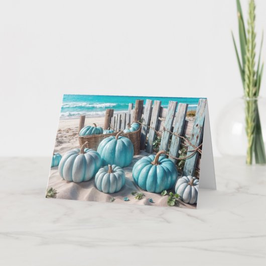 Carte Blue Beach Citrouilles Pour Anniversaire (Devant)