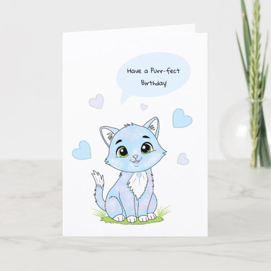 Carte Blue Birthday kitty (Devant)