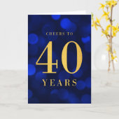 Carte Blue Bokeh Gold salue à 40 ans anniversaire (Fleur jaune)