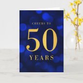 Carte Blue Bokeh Gold salue à 50 ans anniversaire (Fleur jaune)