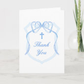 Carte Blue Bow Crest Holy Cross Religious Thank You (Devant)