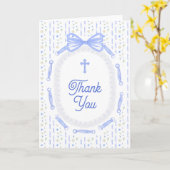 Carte Blue Bow Ribbon Frame Floral Religious Thank You (Fleur jaune)