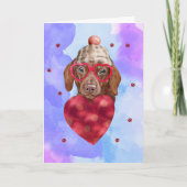 Carte Blue Brown Dachshund Valentine's Day Cadeau chien (Devant)