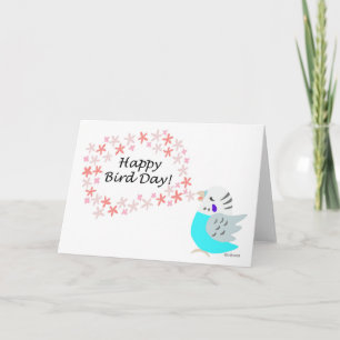 Carte Blue Budgie Parakeet Budgerigar Joyeux anniversair