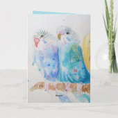 Carte Blue Budgies Aquarelle joyeuse Anniversaire Budgie (Dos)