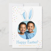 Carte Blue Bunny Ears With Sprinkles Easter Photo (Devant)