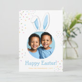 Carte Blue Bunny Ears With Sprinkles Easter Photo (Debout devant)
