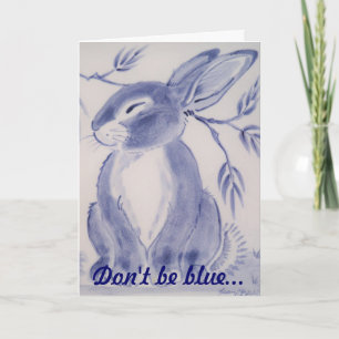 Carte Blue Bunny Rabbit Get Well Card